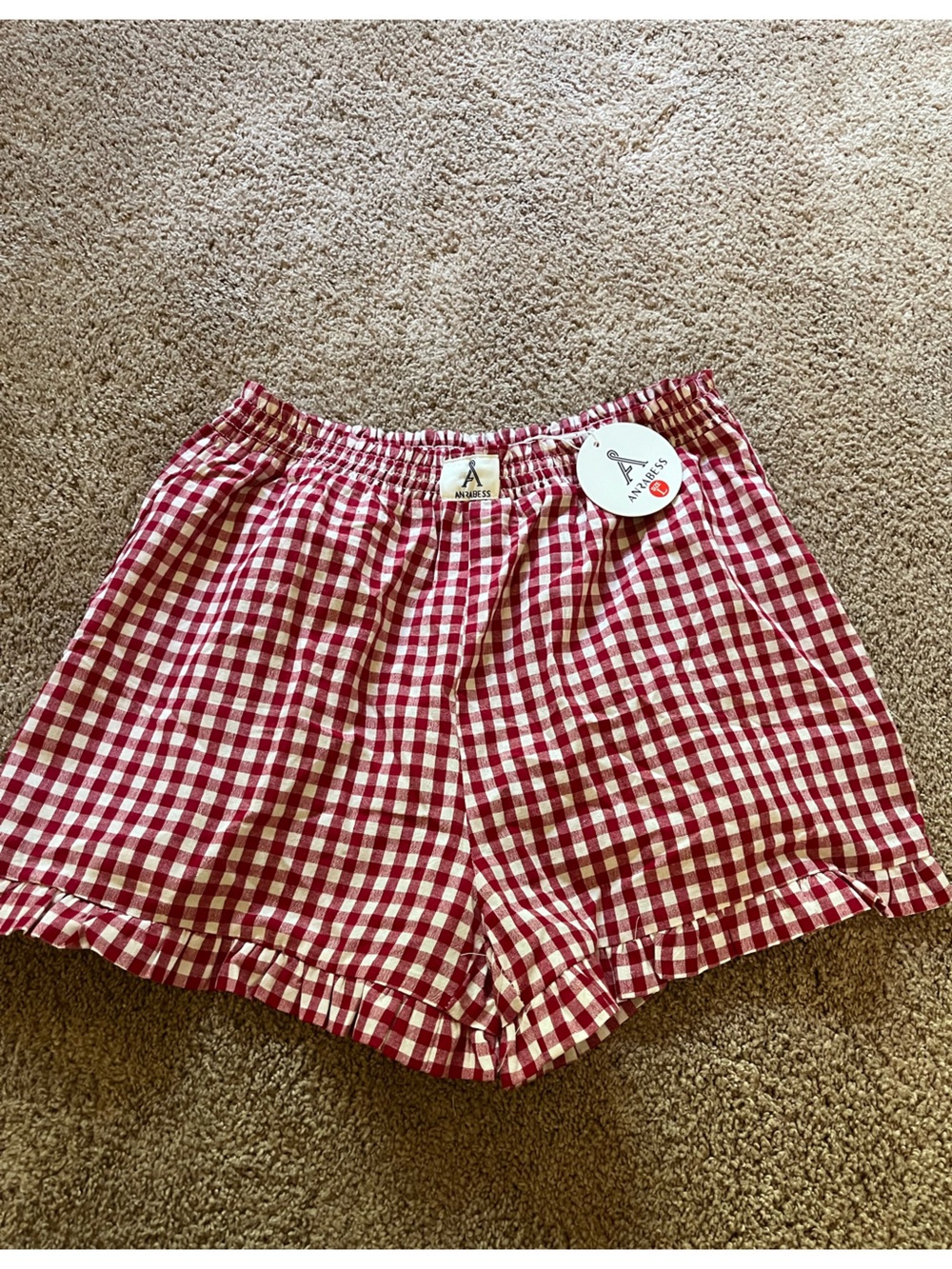 Red Gingham Women’s Elastic Waist Shorts